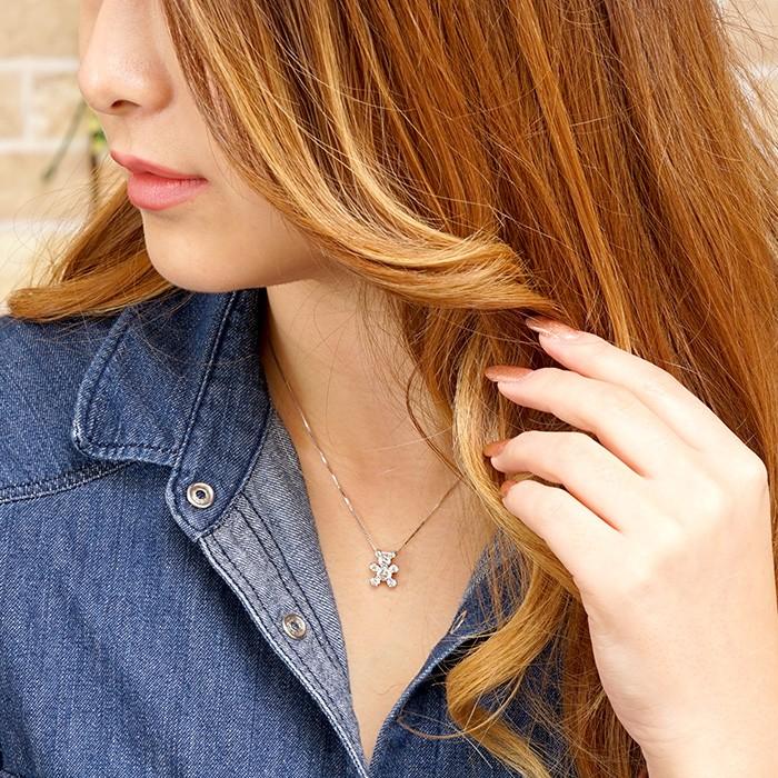 ダイヤモンド ネックレス レディース プラチナ 900 ペンダント クマ 熊