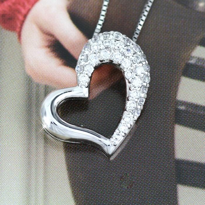 ハート ネックレス ダイヤモンド ゴールド 18k ペンダント オープンハート パヴェ 18金 誕生日 プレゼント 父の日の画像