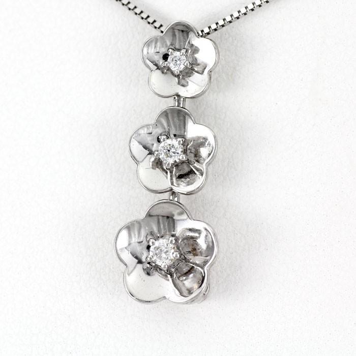 ネックレス ダイヤモンド ゴールド 18k ペンダント フラワー 花 トリロジー 18金 誕生日 プレゼント 父の日の画像