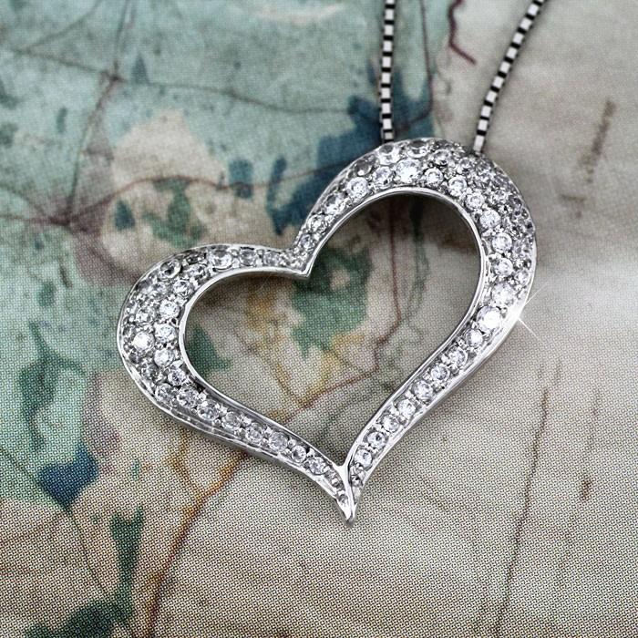 ネックレス レディース ハートダイヤモンド プラチナ 900 ペンダント オープンハート パヴェ 誕生日 プレゼント 母の日 爆買 |  | 01