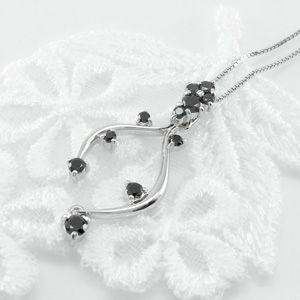 ダイヤモンド ネックレス レディース プラチナ 900 ペンダント ブラックダイヤ 揺れる つた 蔦 誕生日 プレゼント 父の日の画像