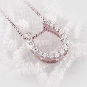 馬蹄 ネックレス レディース ダイヤモンド ホースシュー ゴールド 18k ペンダント 18金 誕生日 プレゼント 父の日の画像