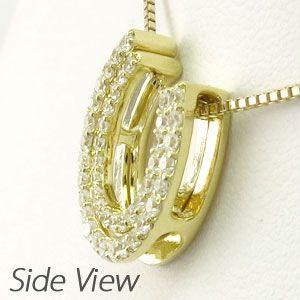 馬蹄 ネックレス レディース ダイヤモンド ホースシュー ゴールド 18k 