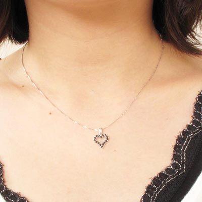 ハート ネックレス ダイヤモンド ゴールド 18k ペンダント ブラックダイヤ 誕生日 プレゼント 父の日の画像