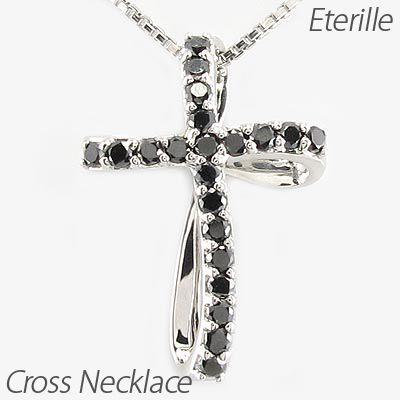 ネックレス レディース クロスダイヤモンド プラチナ 900 ペンダント 十字架 クローバー ブラック 誕生日 プレゼント