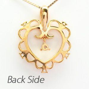 ハート ネックレス ダイヤモンド ゴールド 18k ペンダント アンティーク ミル 揺れる 18金 誕生日 プレゼント 父の日の画像