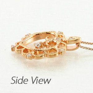 ハート ネックレス ダイヤモンド ゴールド 18k ペンダント アンティーク ミル 揺れる 18金 誕生日 プレゼント 父の日の画像