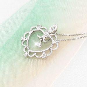 ハート ネックレス ダイヤモンド ゴールド 18k ペンダント アンティーク ミル 揺れる 18金 誕生日 プレゼント 父の日の画像