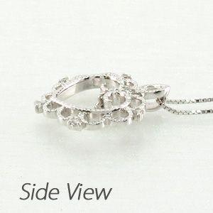 ハート ネックレス ダイヤモンド ゴールド 18k ペンダント アンティーク ミル 揺れる 18金 誕生日 プレゼント 父の日の画像