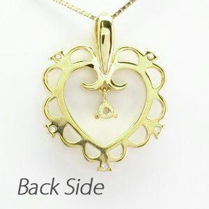 ハート ネックレス ダイヤモンド ゴールド 18k ペンダント アンティーク ミル 揺れる 18金 誕生日 プレゼント 父の日の画像