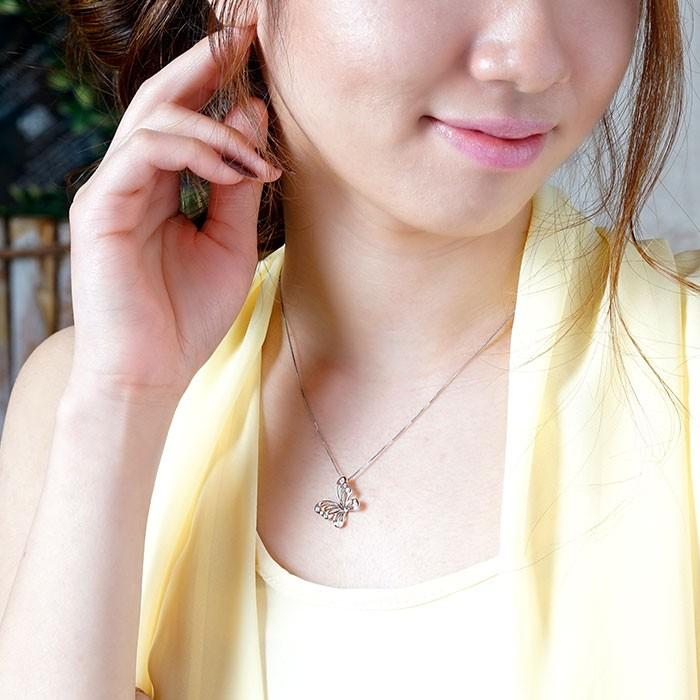 ネックレス ダイヤモンド ゴールド 18k ペンダント バタフライ 蝶 蝶々 透かし 18金 誕生日 プレゼント 父の日の画像