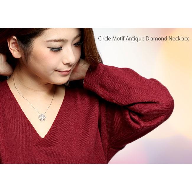 ネックレス ダイヤモンド ゴールド 18k ペンダント アンティーク ミル サークル 透かし 18金 誕生日 プレゼント 父の日の画像