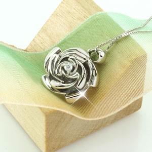 ダイヤモンド ネックレス レディース ゴールド 18k ペンダント 薔薇 バラ ローズ 一粒 k18 18金 誕生日 プレゼント 父の日の画像