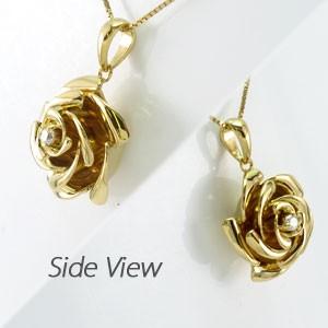 ダイヤモンド ネックレス レディース ゴールド 18k ペンダント 薔薇  