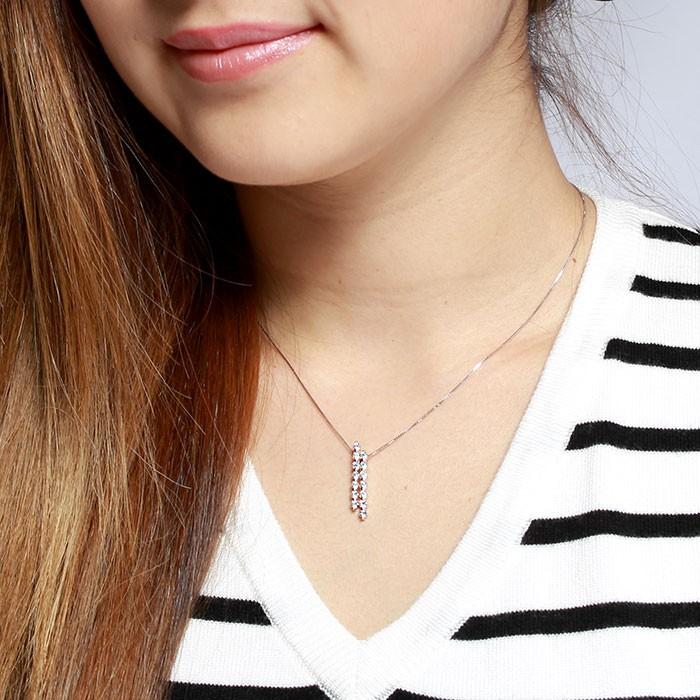 ネックレス レディース ダイヤモンド ゴールド 10k ペンダント ストレート ダブル 10金 誕生日 プレゼント 父の日の画像