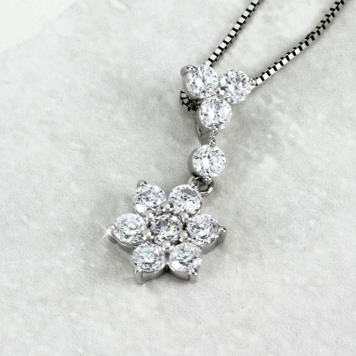 ダイヤモンド ネックレス レディース ゴールド 10k ペンダント フラワー 花 揺れる 10金 K10 誕生日 プレゼント 父の日の画像