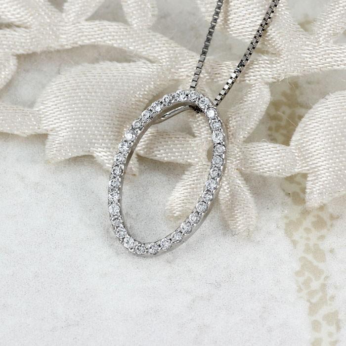 ネックレス ダイヤモンド ゴールド 18k ペンダント オーバル サークル 18金 k18 誕生日 プレゼント 父の日の画像