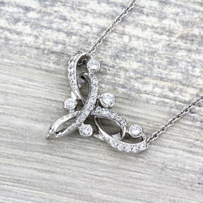 ネックレス ダイヤモンド ゴールド 18k ペンダント アンティーク 透かし ミル 18金 誕生日 プレゼント 父の日の画像