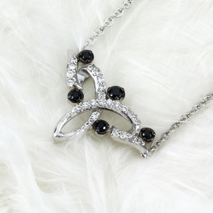 ブラックダイヤモンド ネックレス ゴールド 18k ペンダント アンティーク ブラックダイヤ 透かし ミル 誕生日 プレゼント 父の日の画像