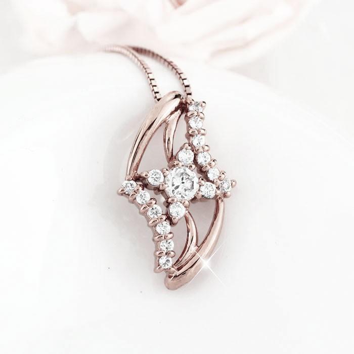 ダイヤモンド ネックレス レディース ゴールド 18k ペンダント フラワー 花 18金 k18 誕生日 プレゼント 父の日の画像