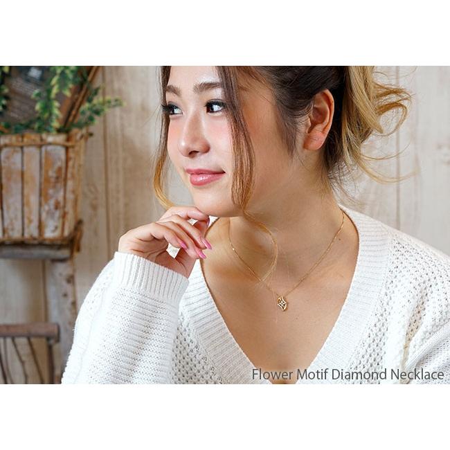 ダイヤモンド ネックレス レディース ゴールド 18k ペンダント フラワー 花 18金 k18 誕生日 プレゼント 父の日の画像