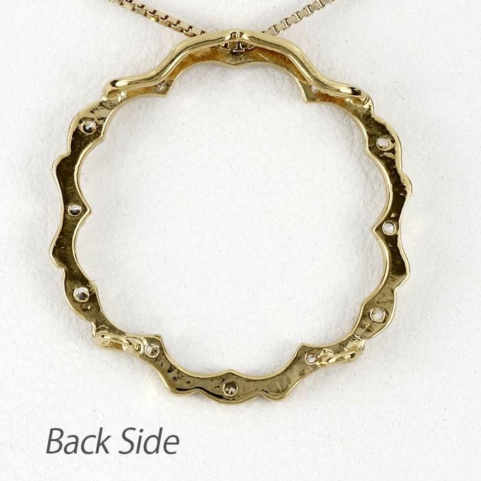 ネックレス ダイヤモンド ゴールド 18k ペンダント アンティーク ミル打ち サークル 18金 誕生日 プレゼント 父の日の画像