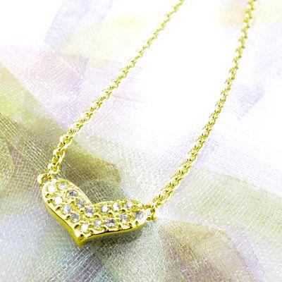 ハート ネックレス ダイヤモンド ゴールド 18k ペンダント プチ パヴェ 0.10ct 18金 k18 YG 誕生日 プレゼント 父の日の画像