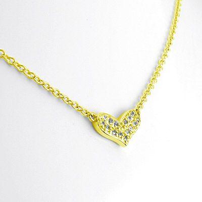 ハート ネックレス ダイヤモンド ゴールド 18k ペンダント プチ パヴェ 0.10ct 18金 k18 YG 誕生日 プレゼント 父の日の画像