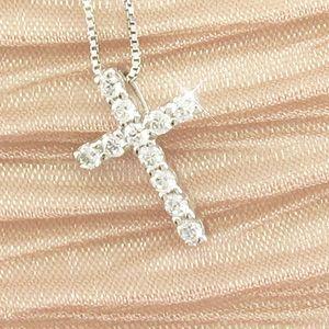 クロス ネックレス レディース ダイヤモンド ゴールド 18k ペンダント 十字架 シンプル 18金 k18 誕生日 プレゼント 父の日の画像