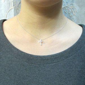 クロス ネックレス レディース ダイヤモンド ゴールド 18k ペンダント 十字架 シンプル 18金 k18 誕生日 プレゼント 父の日の画像