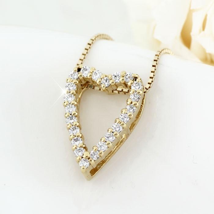 ハート ネックレス ダイヤモンド ゴールド 18k ペンダント 18金 k18 誕生日 プレゼント 父の日の画像