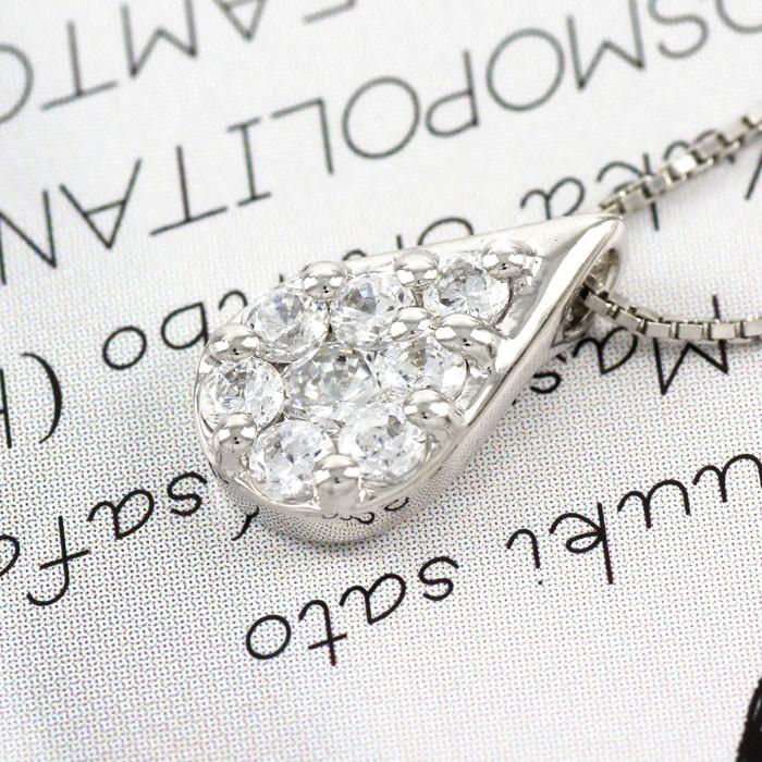 ネックレス ダイヤモンド ゴールド 18k ペンダント パヴェ 涙型 ペアシェイプ ドロップ つゆ 誕生日 プレゼント 父の日の画像