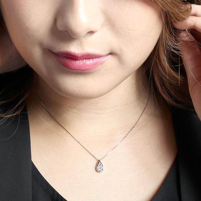 ネックレス ダイヤモンド ゴールド 18k ペンダント パヴェ 涙型 ペアシェイプ ドロップ つゆ 誕生日 プレゼント 父の日の画像