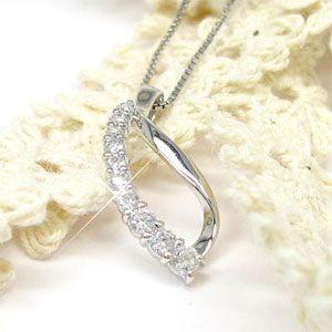 ダイヤモンド ネックレス レディース ゴールド 18k ペンダント スイート 10 シンプル カーブ プチ 18金 誕生日 プレゼント 父の日の画像