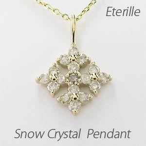 ネックレス ダイヤモンド ゴールド 18k ペンダント 雪 結晶 スノー クリスタル 18金 K18 YG 誕生日 プレゼント(28908円)