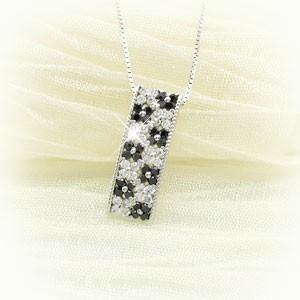 ブラックダイヤモンド ネックレス ゴールド k10 10k ペンダント フラワー 花 透かし 10金 誕生日 プレゼント 父の日の画像