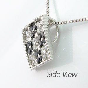 ブラックダイヤモンド ネックレス ゴールド 18k ペンダント フラワー 透かし スクエア 18金 誕生日 プレゼント 父の日の画像