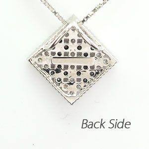 ブラックダイヤモンド ネックレス ゴールド 18k ペンダント フラワー 透かし スクエア 18金 誕生日 プレゼント 父の日の画像