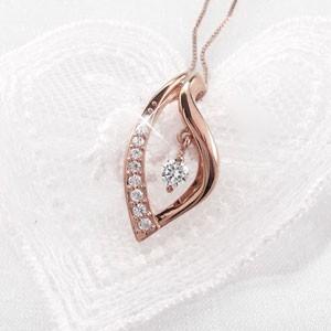 ネックレス ダイヤモンド ゴールド 18k ペンダント 揺れる ブラ スイング 18金 k18PG 誕生日 プレゼント 父の日の画像