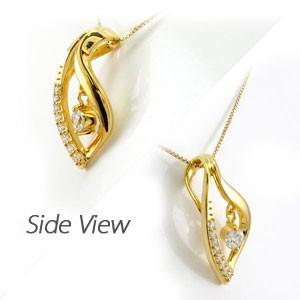 ネックレス ダイヤモンド ゴールド 18k ペンダント 揺れる ブラ スイング 18金 k18YG 誕生日 プレゼント 父の日の画像