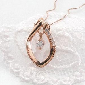 ネックレス ダイヤモンド ゴールド 18k ペンダント 揺れる マーキス 18金 0.15ct 誕生日 プレゼント 父の日の画像