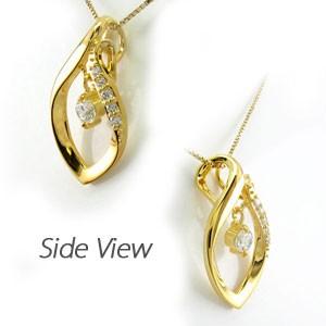 ネックレス ダイヤモンド ゴールド 18k ペンダント 揺れる マーキス 18金 0.15ct 誕生日 プレゼント 父の日の画像