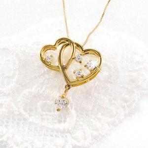 ハート ネックレス ダイヤモンド ゴールド 18k ペンダント 揺れる ブラ 18金 k18 誕生日 プレゼント 父の日の画像