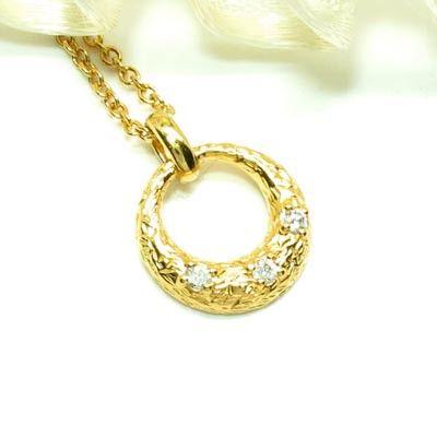 ネックレス ダイヤモンド ゴールド 18k ペンダント ムーン 月型 k18 YG 