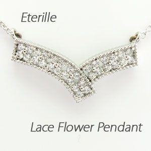 ダイヤモンド ネックレス レディース プラチナ 900 ペンダント フラワー 花 透かし レース V字 Vライン 誕生日 プレゼント バレンタイン | 