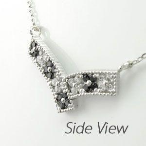 ブラックダイヤモンド ネックレス ゴールド 18k ペンダント フラワー 花 透かし V字 18金 誕生日 プレゼント 父の日の画像