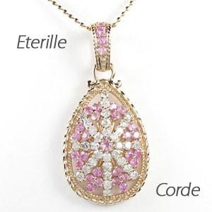 ダイヤモンド ネックレス レディース ゴールド 18k ピンクサファイア ペンダント アンティーク ミル 18金 誕生日 プレゼント 母の日 爆買 | 