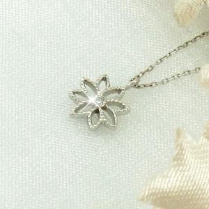 ダイヤモンド ネックレス レディース プラチナ 900 ペンダント フラワー 花 シンプル プチ 誕生日 プレゼント 父の日の画像