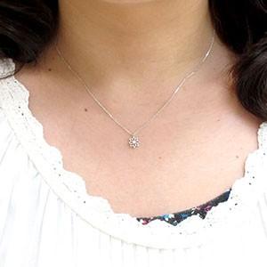 ダイヤモンド ネックレス レディース プラチナ 900 ペンダント フラワー 花 シンプル プチ 誕生日 プレゼント 父の日の画像