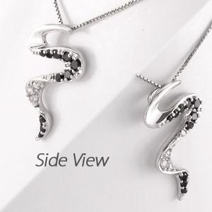 ブラックダイヤモンド ネックレス ゴールド 18k ペンダント カーブ ウェーブ 曲線 ブラックダイヤ 18金 誕生日 プレゼント 父の日の画像